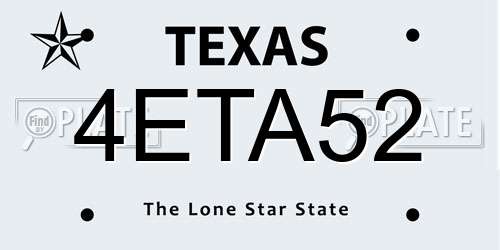 4ETA52 Texas License Plate