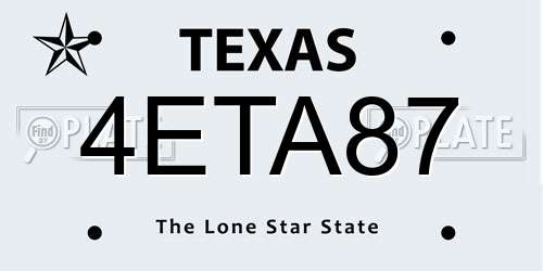4ETA87 Texas License Plate