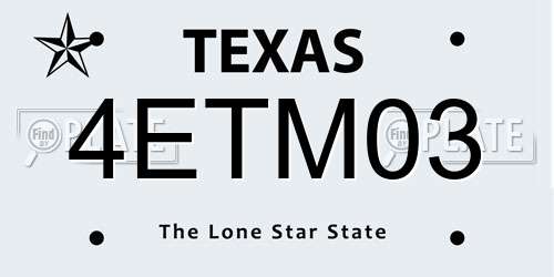 4ETM03 Texas License Plate