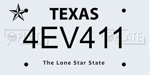 4EV411 Texas License Plate