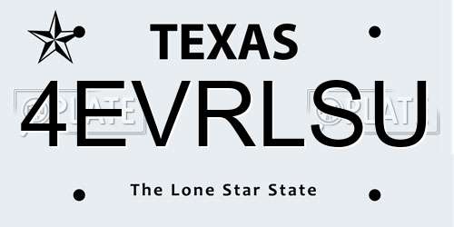 4EVRLSU Texas License Plate