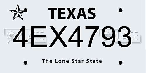 4EX4793 Texas License Plate