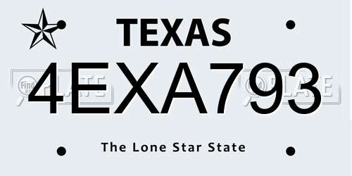 4EXA793 Texas License Plate