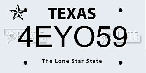 4EYO59 Texas License Plate