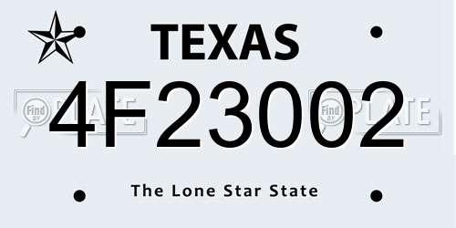4F23002 Texas License Plate