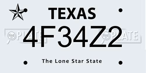 4F34Z2 Texas License Plate