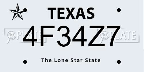 4F34Z7 Texas License Plate