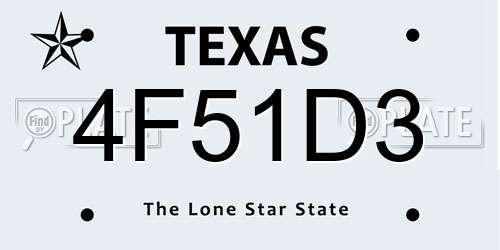 4F51D3 Texas License Plate