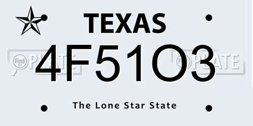 4F51O3 Texas License Plate