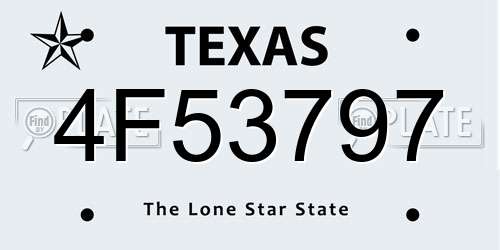 4F53797 Texas License Plate