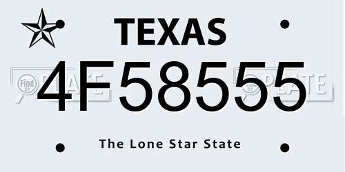 4F58555 Texas License Plate