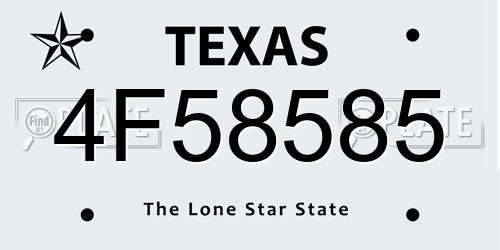 4F58585 Texas License Plate