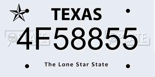 4F58855 Texas License Plate
