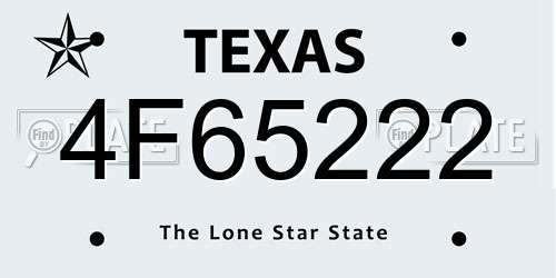 4F65222 Texas License Plate