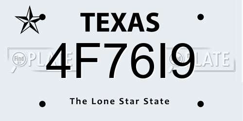 4F76I9 Texas License Plate