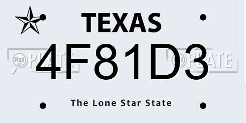4F81D3 Texas License Plate