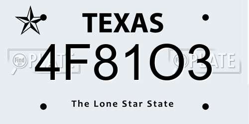 4F81O3 Texas License Plate