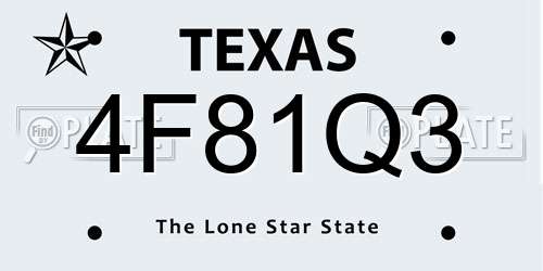 4F81Q3 Texas License Plate