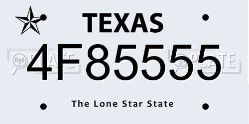 4F85555 Texas License Plate