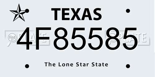 4F85585 Texas License Plate