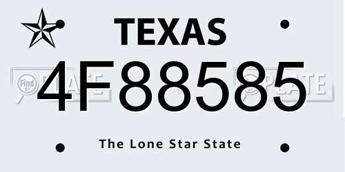 4F88585 Texas License Plate