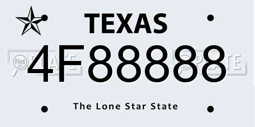 4F88888 Texas License Plate