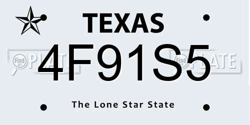 4F91S5 Texas License Plate