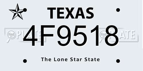 4F9518 Texas License Plate