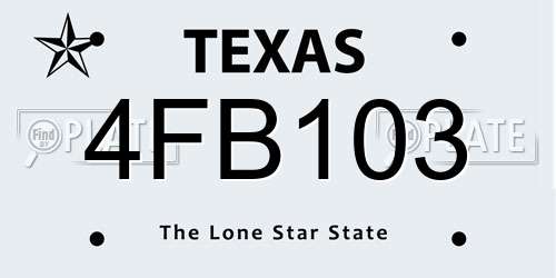 4FB103 Texas License Plate