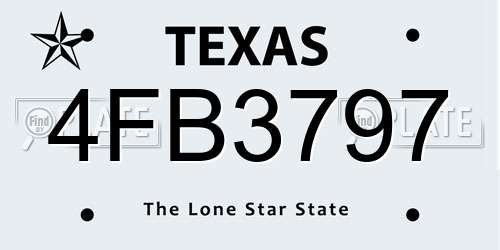 4FB3797 Texas License Plate