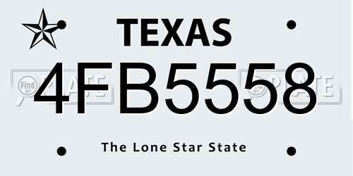 4FB5558 Texas License Plate