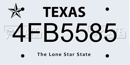 4FB5585 Texas License Plate