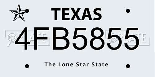 4FB5855 Texas License Plate