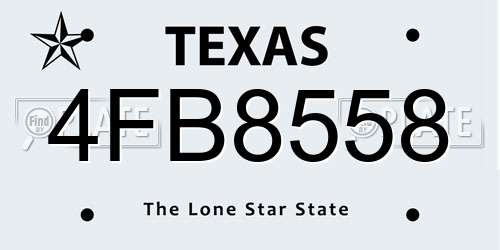 4FB8558 Texas License Plate