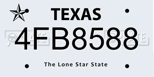 4FB8588 Texas License Plate