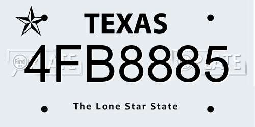 4FB8885 Texas License Plate