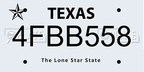 4FBB558 Texas License Plate
