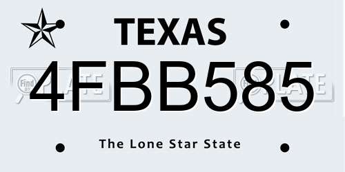 4FBB585 Texas License Plate