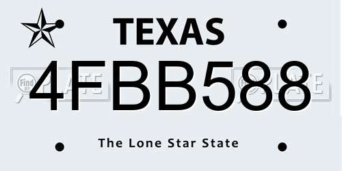 4FBB588 Texas License Plate