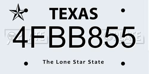 4FBB855 Texas License Plate