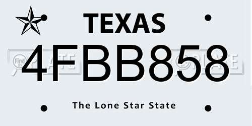 4FBB858 Texas License Plate
