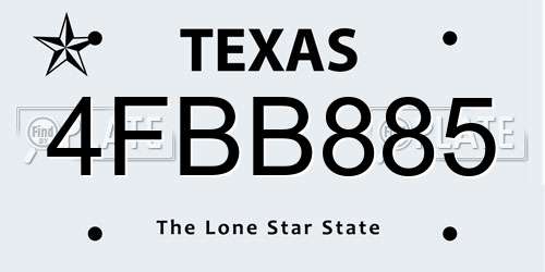 4FBB885 Texas License Plate