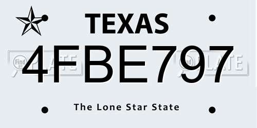 4FBE797 Texas License Plate