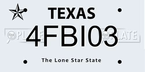 4FBI03 Texas License Plate