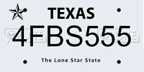 4FBS555 Texas License Plate
