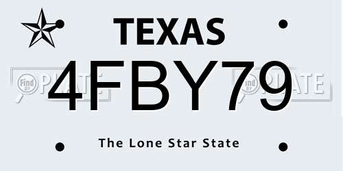 4FBY79 Texas License Plate