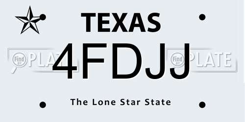 4FDJJ Texas License Plate