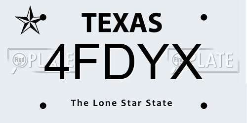 4FDYX Texas License Plate