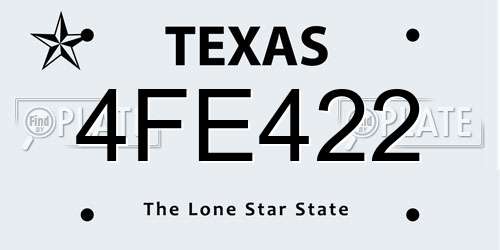 4FE422 Texas License Plate