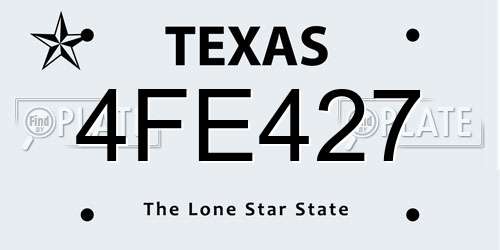 4FE427 Texas License Plate